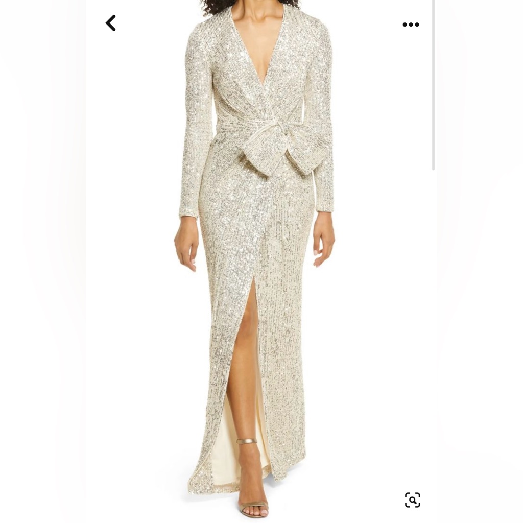 Eliza J Gown Sz 12 Silver Metallic Dress
